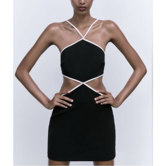 Zara Dresses & Skirts - Zara mini dress black with white trim